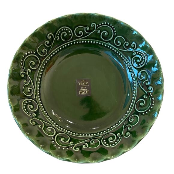 (4) Maioliche Jessica Made in Italy Pasta Bowls 9in Ceramic Christmas Green New - Picture 13 of 13